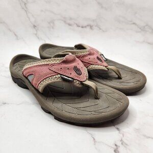 Teva Elixer Toe-Post Sandals Pink Beige Walking Hiking Suede 6978 Women's 9